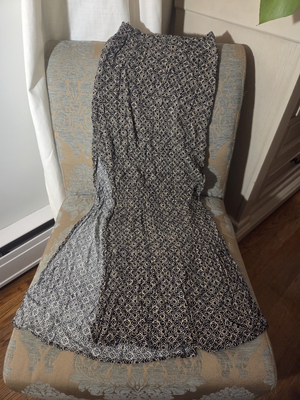 Women’s Black and Tan Maxi Skirt - Classic Printed Flare